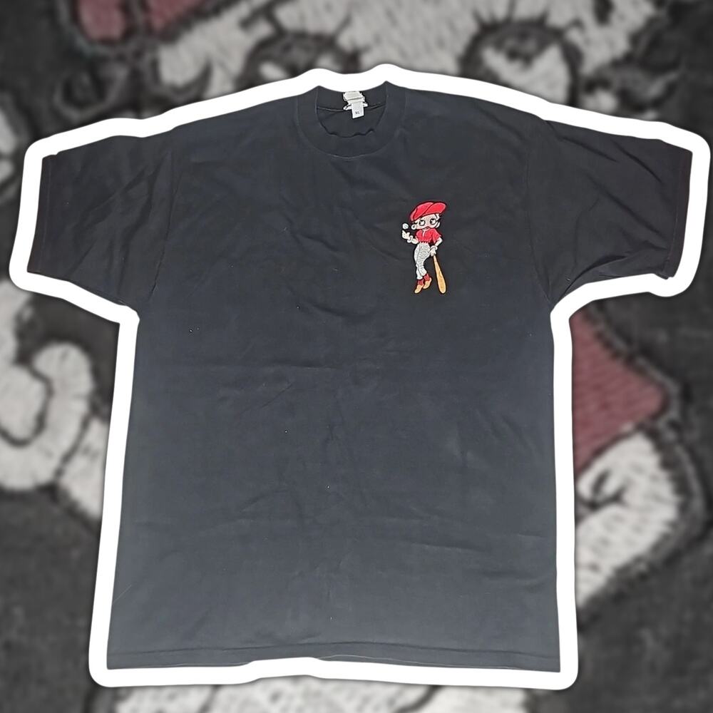 Mickey Unlimited Betty Boop Mens XL Black Vintage T-Shirt Embroidered Baseball